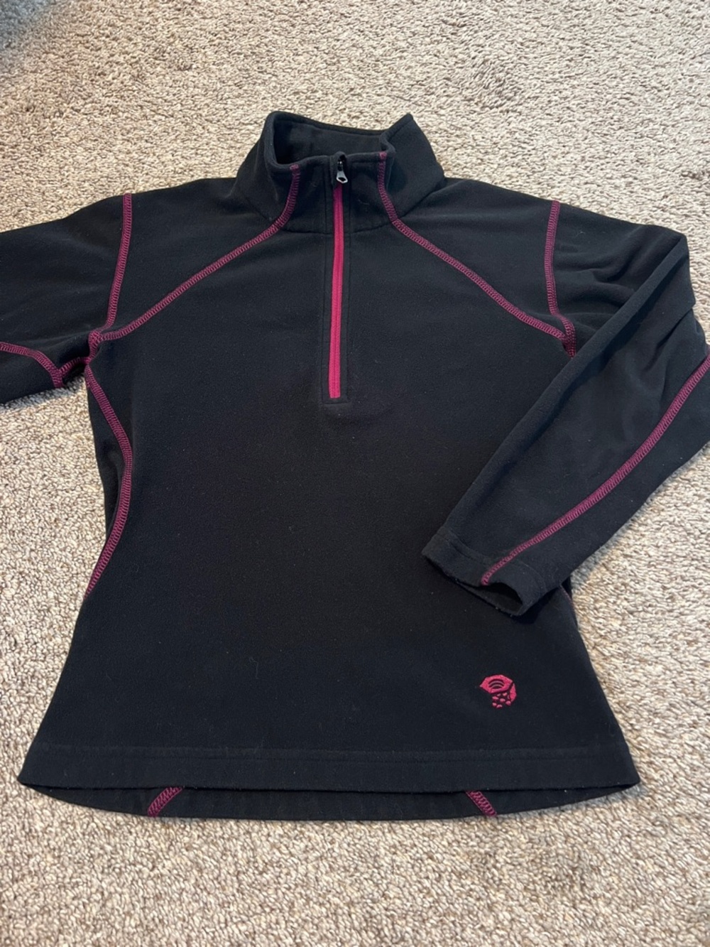 Mountain Hardwear Black Fleece Pullover with Pink Accents